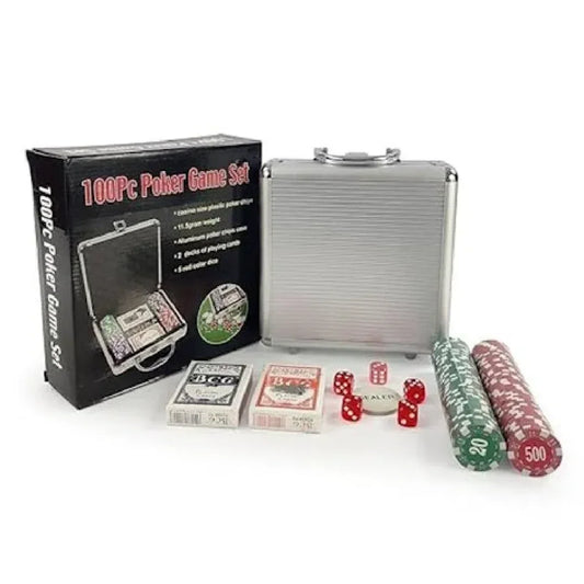 Poker Complete Game Set - Casino Style 100 Chips/Pcs (Multiplayer) - Jaiman Toys