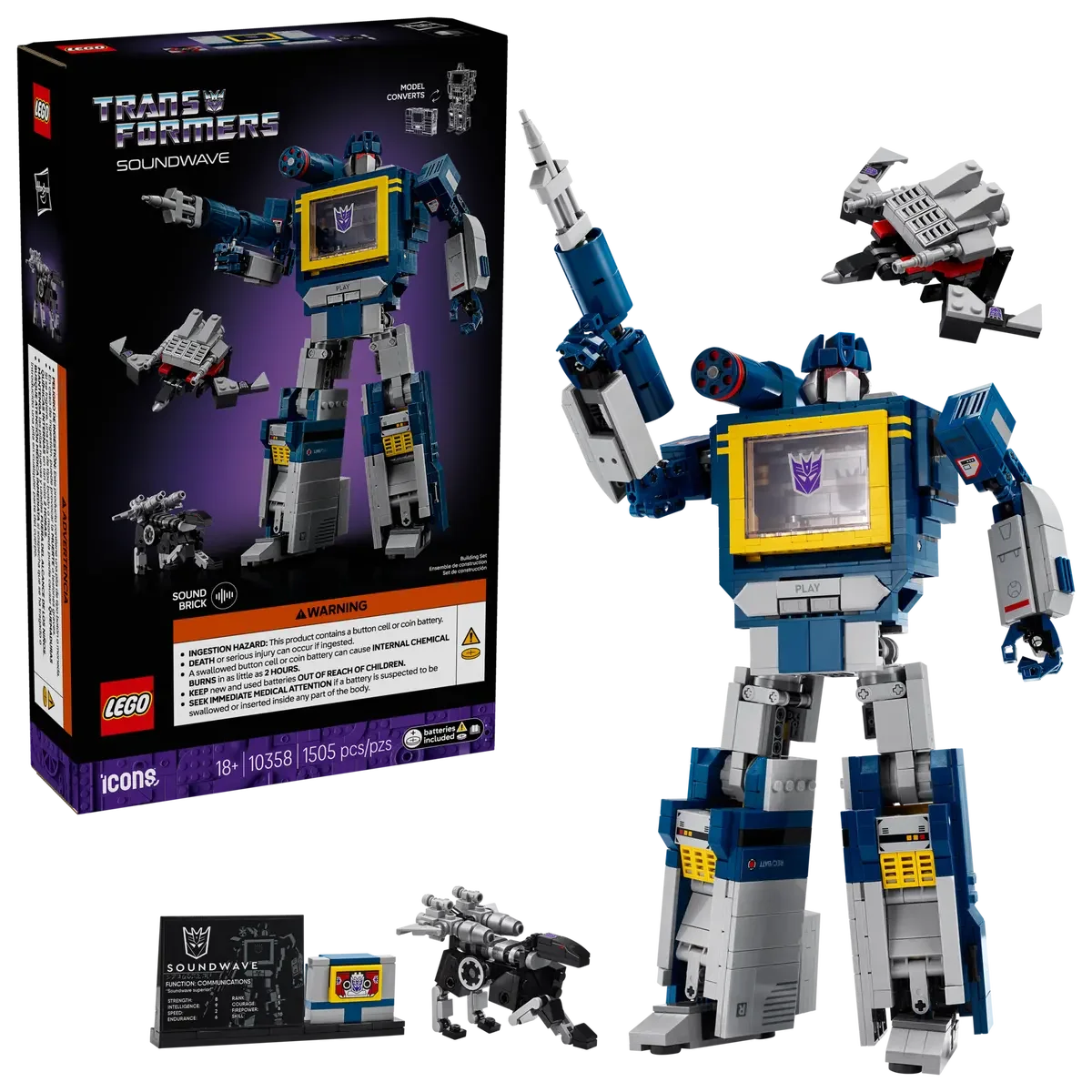 LEGO Icons 10358 Transformers: Soundwave Building Set – 1505 Pieces, Transforming Robot & Cassette Player Model