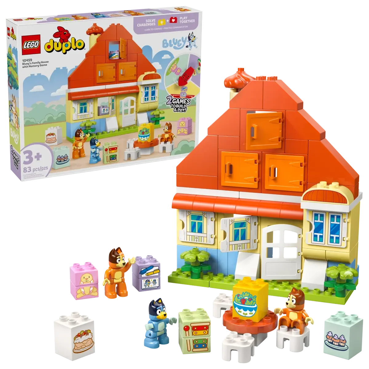 LEGO 10459 DUPLO Bluey: Blueys Family House with Memory Game - Toddler Toy for Kids Ages 3+ - Memory Game Playset Includes Bluey Figure - Jaiman Toys