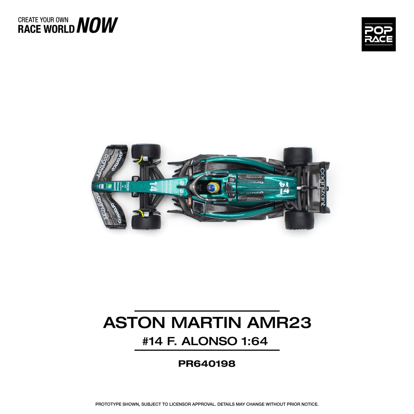POP RACE 1:64 Aston Martin Aramco AMR23 #14 Formula One Race Car PR64-198 | Official Licensed Diecast Model | BGX