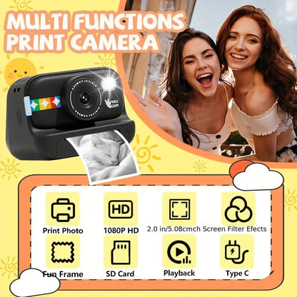 Instant Print Camera – 1080P Digital Video, Photo & Travel Toy Gift (Purple)