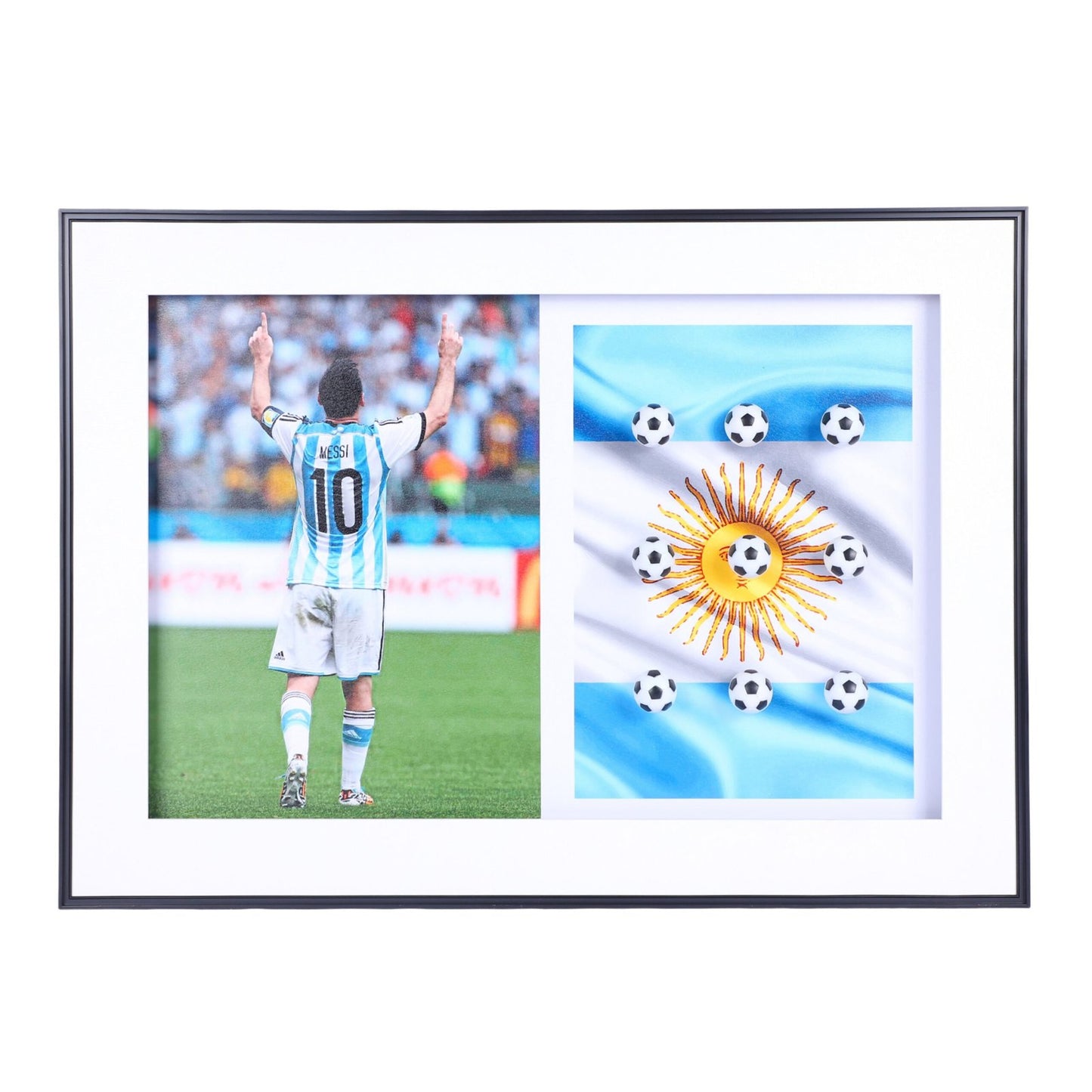 Lionel Messi and Die-Cast Football Decorative Wall Frame - Celebrate Football Greatness in Style