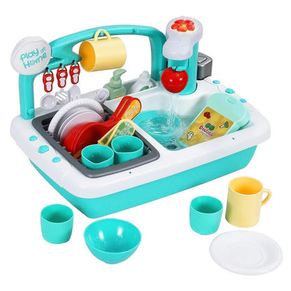 Play at Home Kids Kitchen Sink Playset – Interactive Water Sink Toy with Running Water & Accessories (3+ Years)