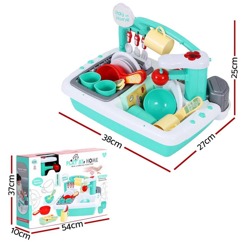 Play at Home Kids Kitchen Sink Playset – Interactive Water Sink Toy with Running Water & Accessories (3+ Years)