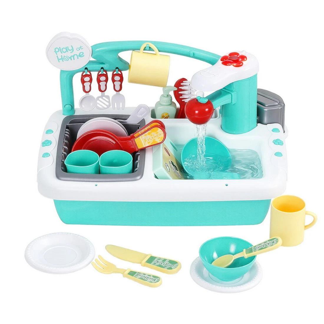 Play at Home Kids Kitchen Sink Playset – Interactive Water Sink Toy with Running Water & Accessories (3+ Years)
