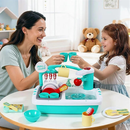 Play at Home Kids Kitchen Sink Playset – Interactive Water Sink Toy with Running Water & Accessories (3+ Years)