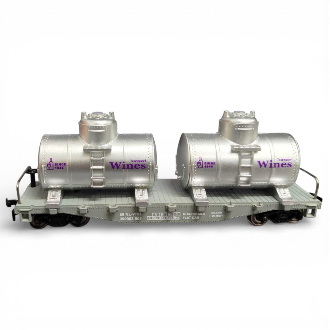 HANFIY HO Scale Flat Car with Dual Wine Tank Containers – Realistic Freight Wagon 1:87 Model Train | Hanfiy