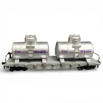 HANFIY HO Scale Flat Car with Dual Wine Tank Containers – Realistic Freight Wagon 1:87 Model Train | Hanfiy