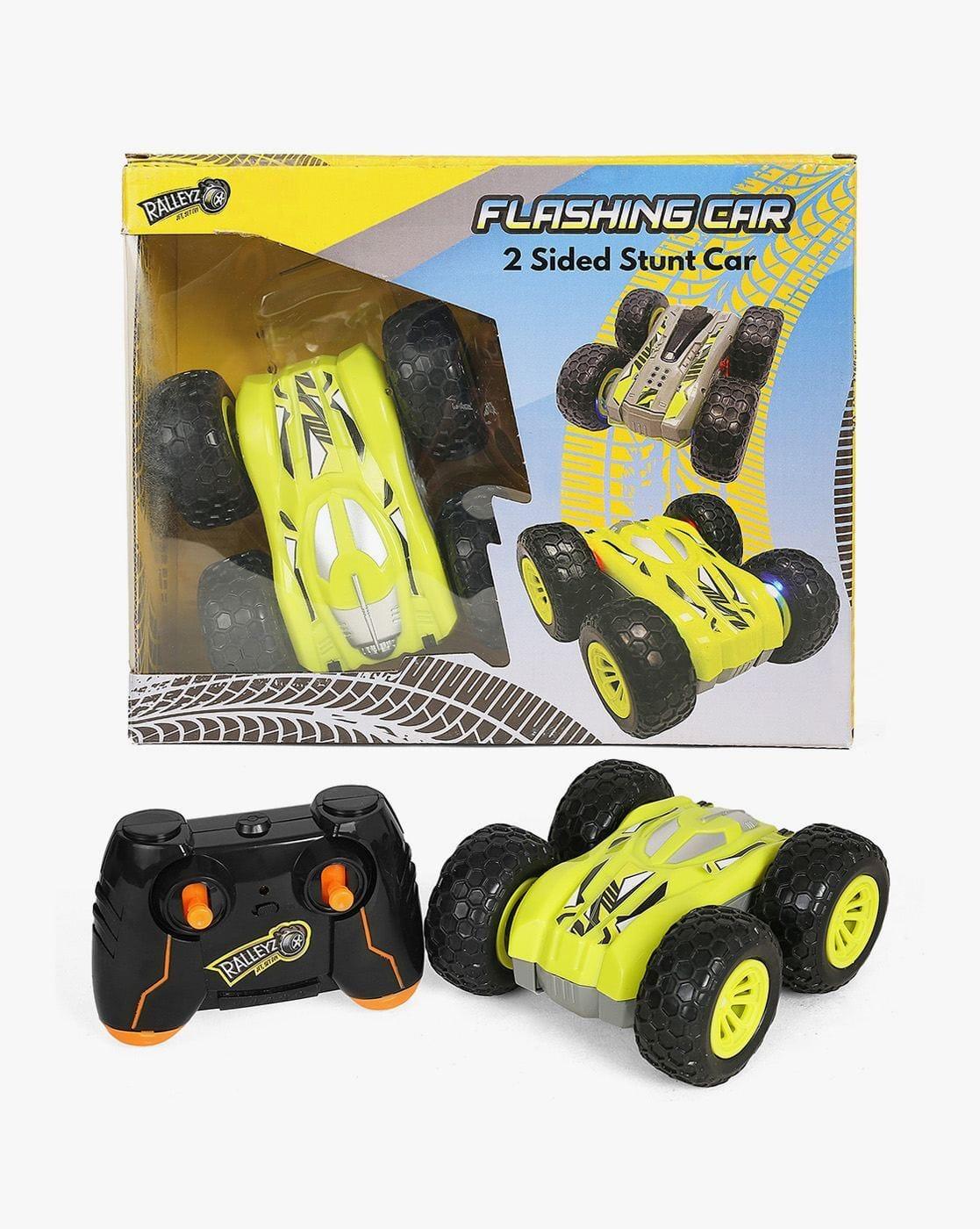 Ralleyz Flashing 2 Sided Stunt Remote Control Car, RC Cars With Double Sided 360° Flips -Green