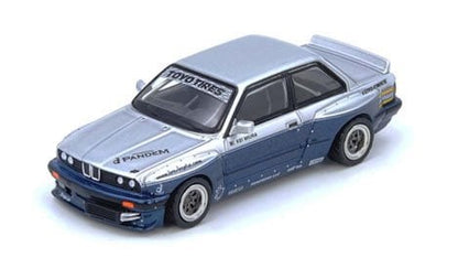 INNO64 BMW E30 M3 Pandem Rocket Bunny 1:64 Scale Die-Cast Model Car | Premium Resin-Quality Collectible Display Vehicle with Detailed Interior, Widebody Aero Kit, Realistic Wheels & Acrylic Display Case | Silver & Blue