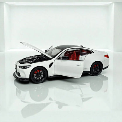 Joy Junction 1:24 BMW M4 Die-Cast Car Model – White Finish | Openable Doors, Pull-Back Action, Lights & Sound (JJ267) - Jaiman Toys