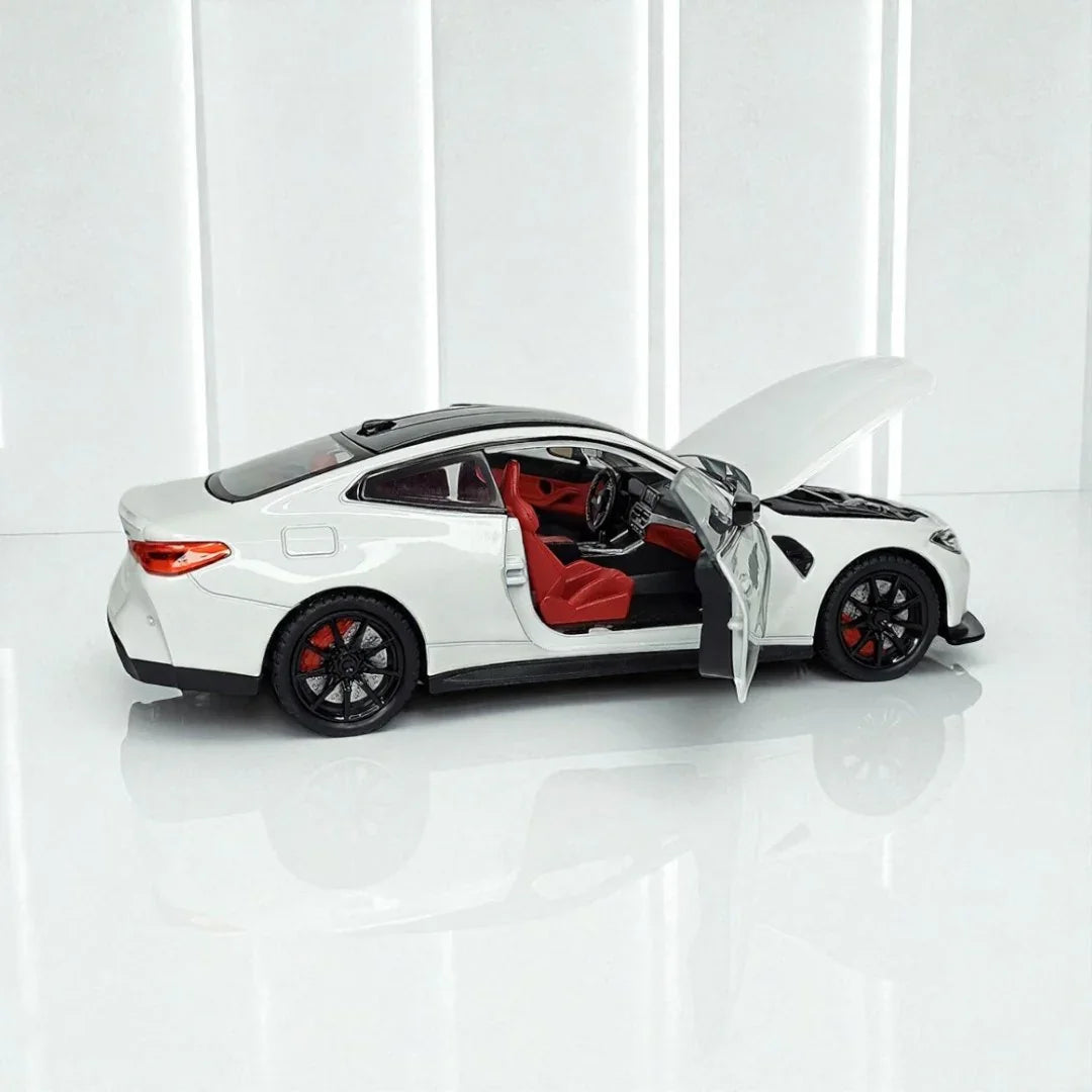 Joy Junction 1:24 BMW M4 Die-Cast Car Model – White Finish | Openable Doors, Pull-Back Action, Lights & Sound (JJ267) - Jaiman Toys