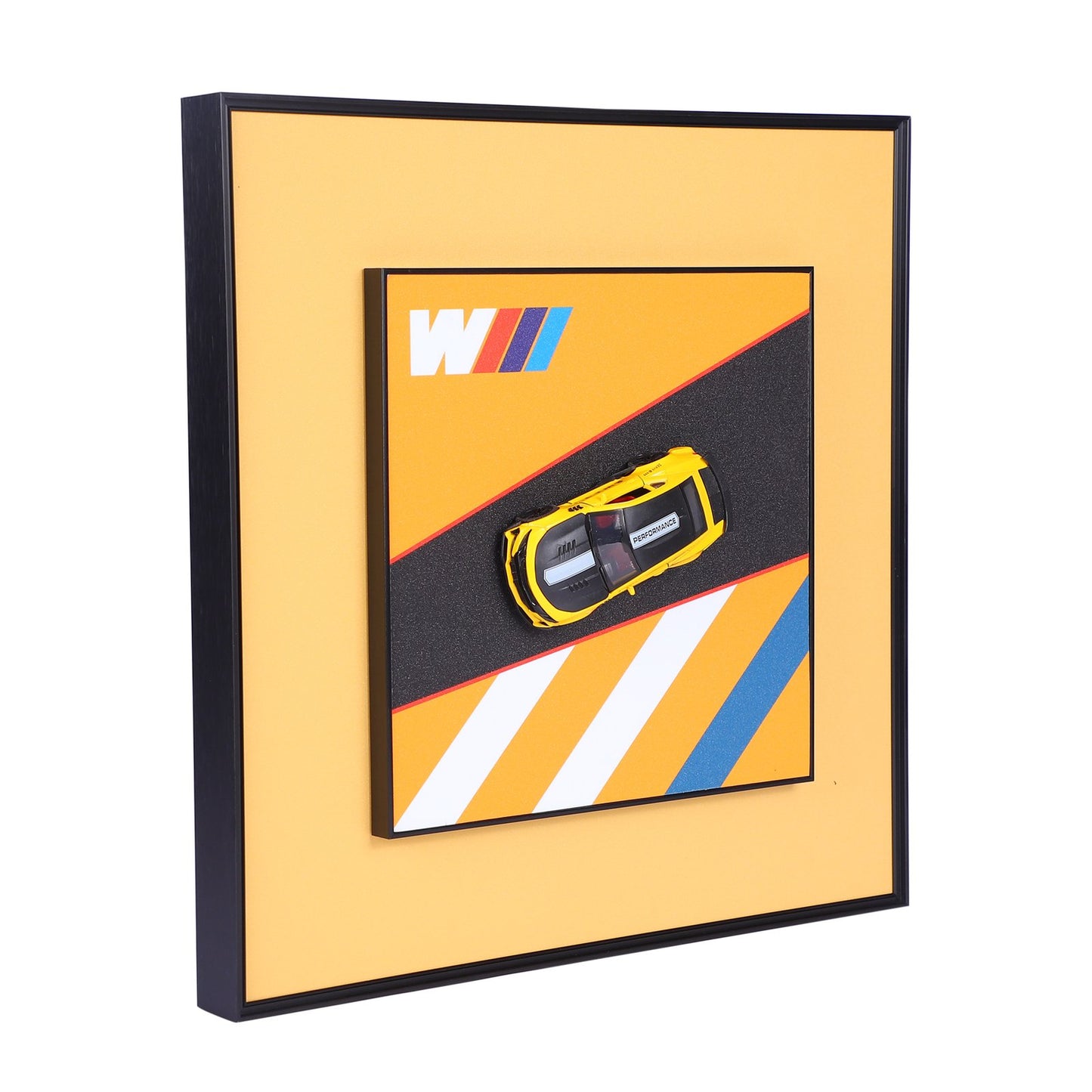 Classic Elegance: Yellow and Black BMW Die-Cast Car Wall Frame"