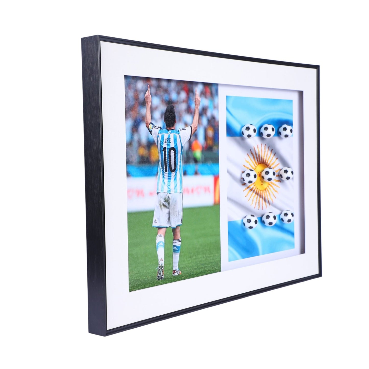 Lionel Messi and Die-Cast Football Decorative Wall Frame - Celebrate Football Greatness in Style