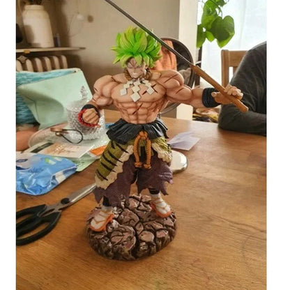 Dragon Ball Z Super Saiyan Broly Anime Ultimate Action Figure Statue 36cm – Green Hair Battle Edition Statue with Sword & Base – Collectible Action Model Toy HW - Jaiman Toys