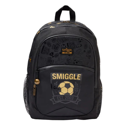 Smiggle Gold Football School Bag – Colorful & Stylish 15-Inch Kids Backpack with Compartments Section For Kids