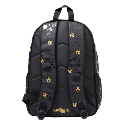 Smiggle Gold Football School Bag – Colorful & Stylish 15-Inch Kids Backpack with Compartments Section For Kids