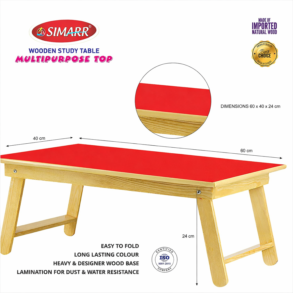 Simarr Wooden Study Table Multipurpose Top – Foldable Desk for Kids & Adults | Laptop Table |