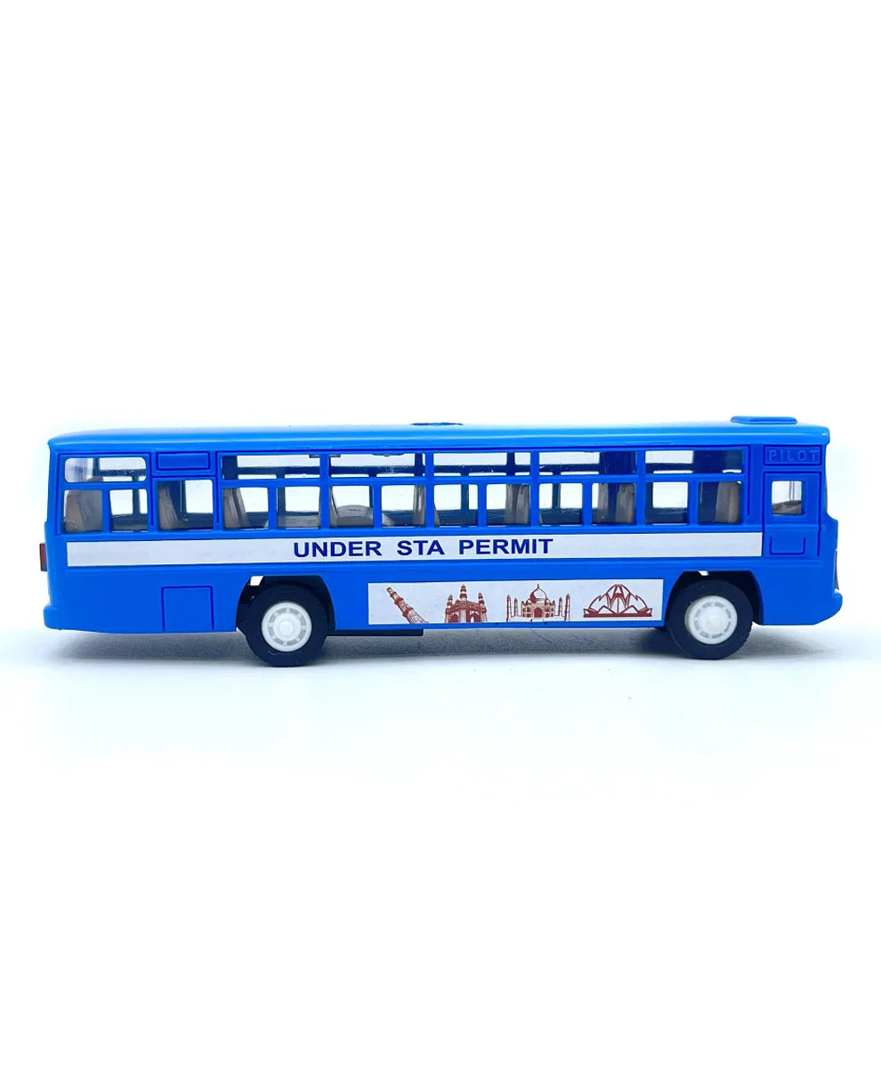 Centy Public Commuters Pull Back Action City Bus Toy – Blue Die Cast Bus Model for Kids 3+ Years