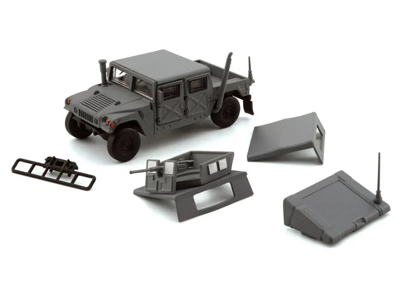BM Creations 1:64 HUMVEE 4-CT Military Vehicle Matte Gray Diecast Model | Opening Doors | 64B0461