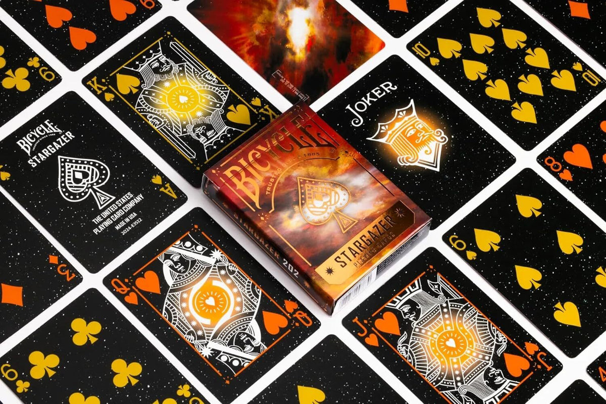 Bicycle Stargazer 202 Playing Cards – Space-Themed Deck with Orange Foil Box & Air-Cushion Finish