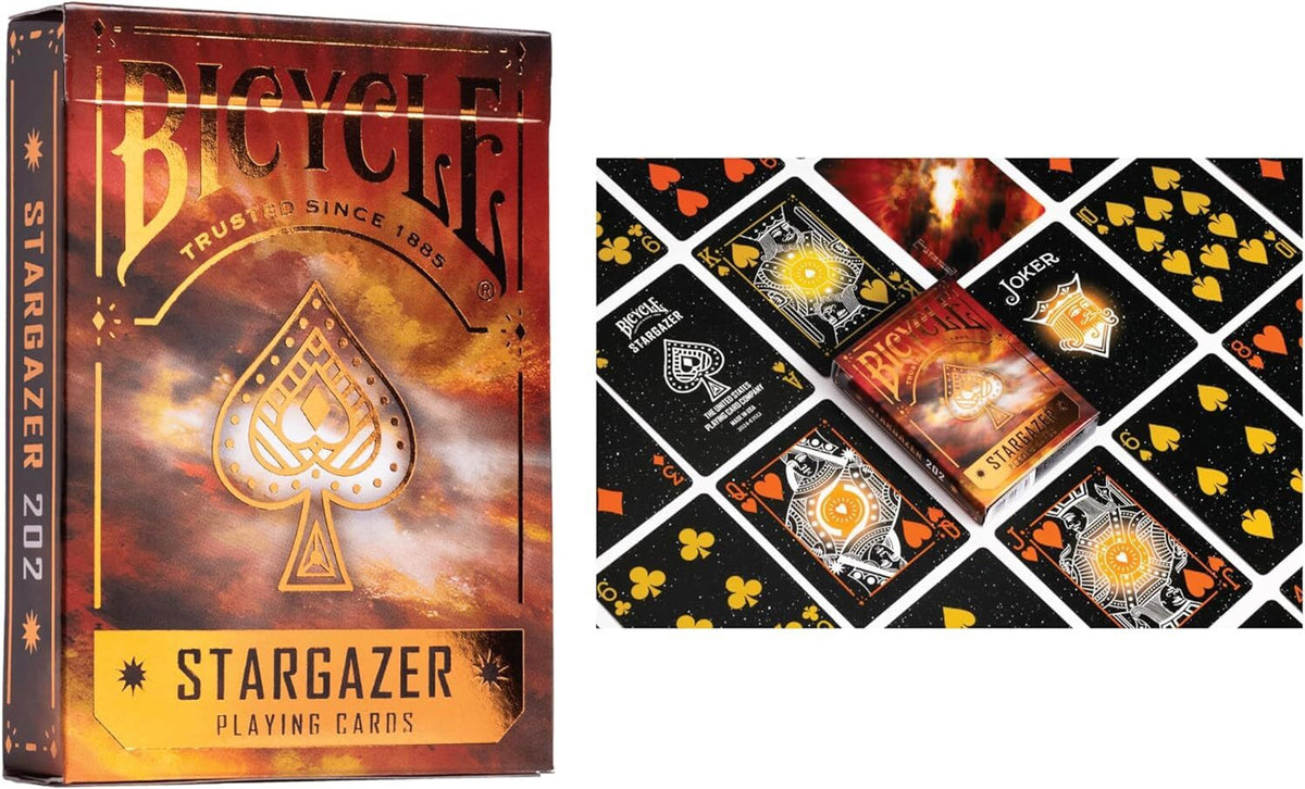 Bicycle Stargazer 202 Playing Cards – Space-Themed Deck with Orange Foil Box & Air-Cushion Finish