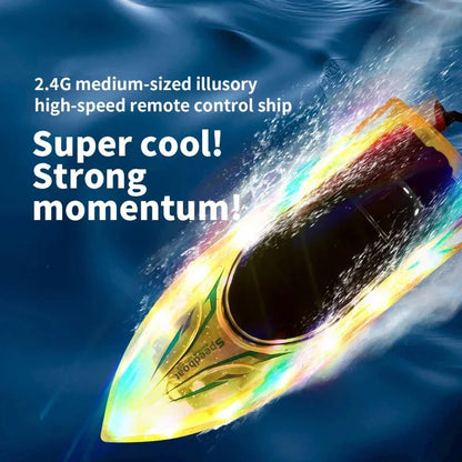 High Speed Remote Control Speedboat 2.4GHz Colorful Lights Waterproof Boat - Jaiman Toys