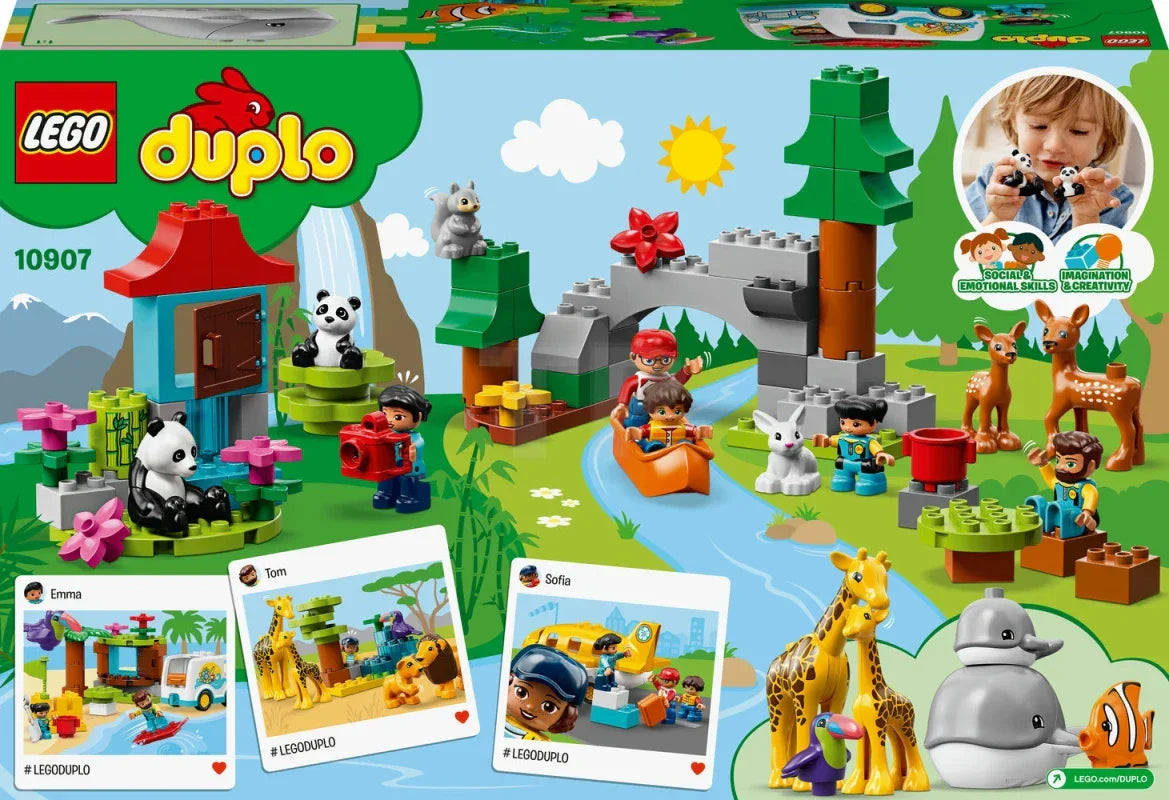 LEGO 10907 Duplo Town World Animals (121 Pcs) – Educational Building Blocks Set for Kids 2–5 Years