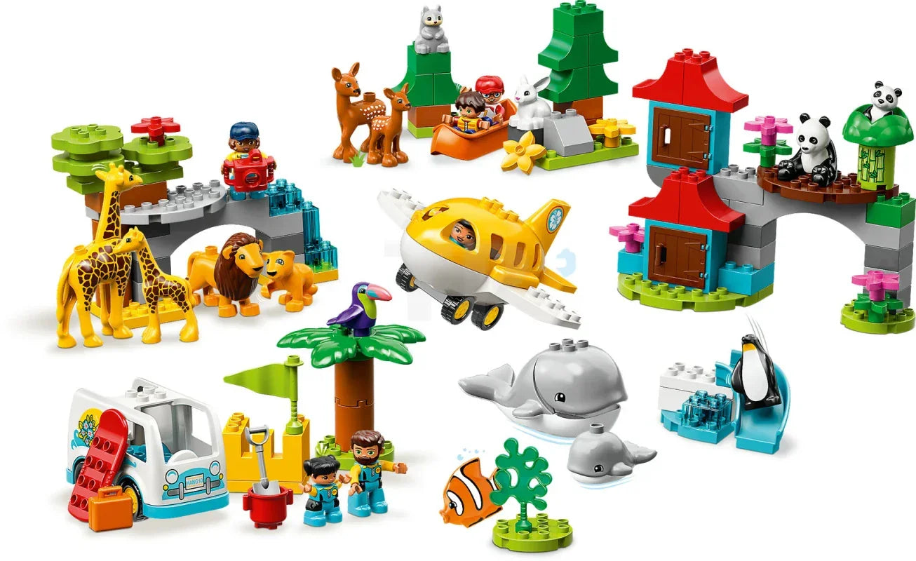 LEGO 10907 Duplo Town World Animals (121 Pcs) – Educational Building Blocks Set for Kids 2–5 Years