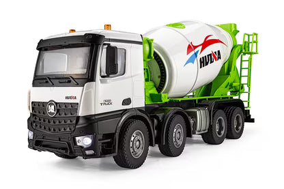 Huina 1537 1:14 Professional RC Alloy Concrete Mixer Truck | 12-Function 2.4GHz Remote Control Construction Vehicle with Rotating Drum, LED Lights & Rechargeable Battery