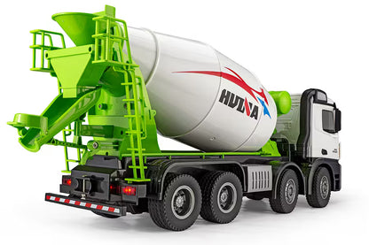 Huina 1537 1:14 Professional RC Alloy Concrete Mixer Truck | 12-Function 2.4GHz Remote Control Construction Vehicle with Rotating Drum, LED Lights & Rechargeable Battery
