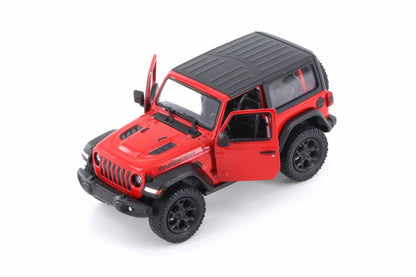 Kinsmart 1:34 2018 Jeep Wrangler Rubicon Die-Cast Model Car | Red Off-Road SUV with Opening Doors & Pull-Back Action