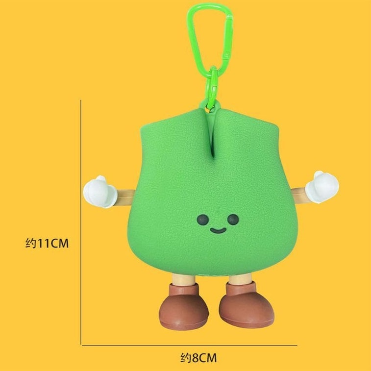 Cute Green Pear Silicone Mini Pouch Keychain | 3D Fruit Bag Charm with Zipper Storage for Coins, Earbuds, Keys & Small Accessories
