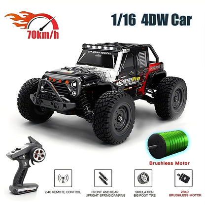 RC Model 1:16 – 16103 Pro MAX RC Car 4WD Off-Road | 70km/h Brushless High-Speed Racing Vehicle with Lights