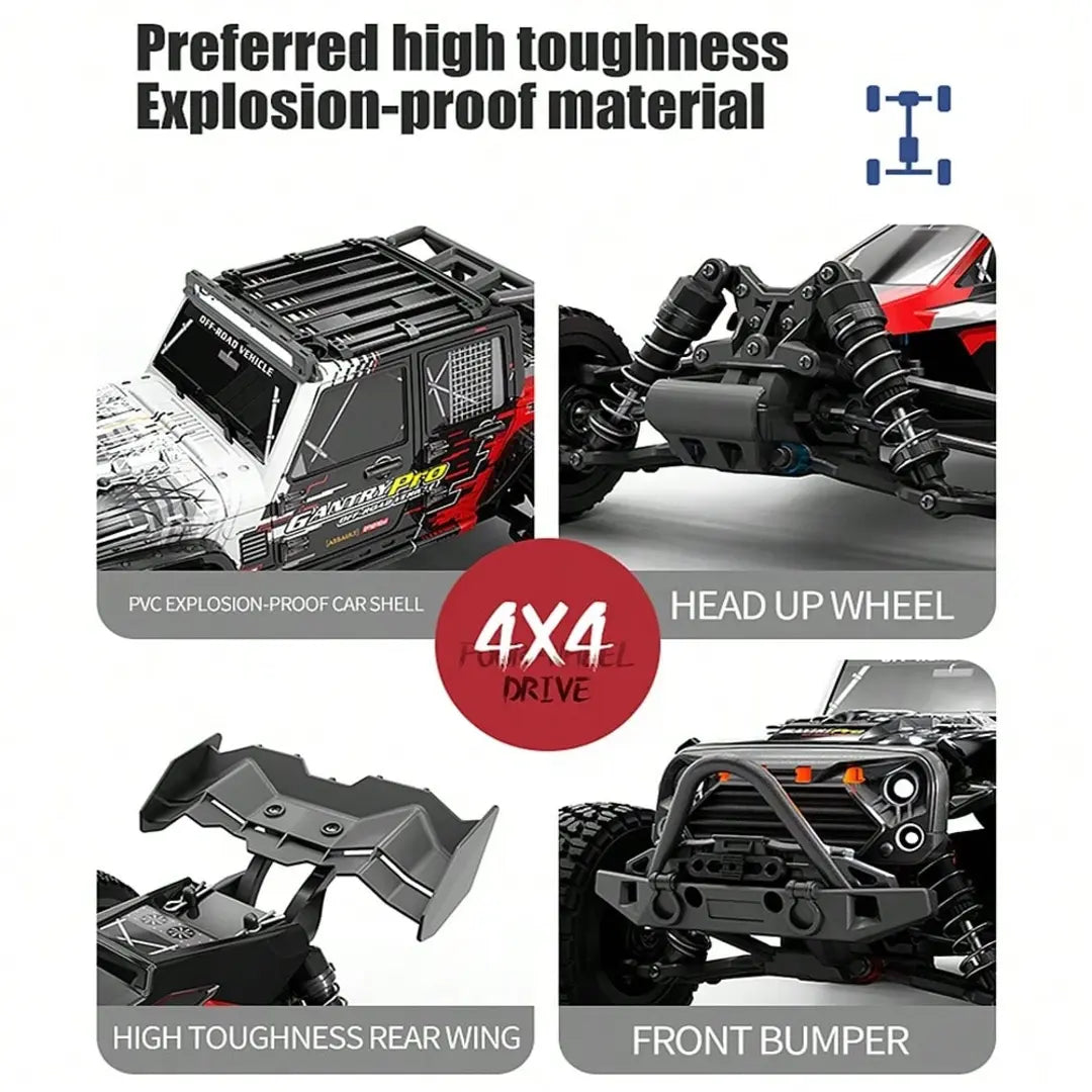 RC Model 1:16 – 16103 Pro MAX RC Car 4WD Off-Road | 70km/h Brushless High-Speed Racing Vehicle with Lights