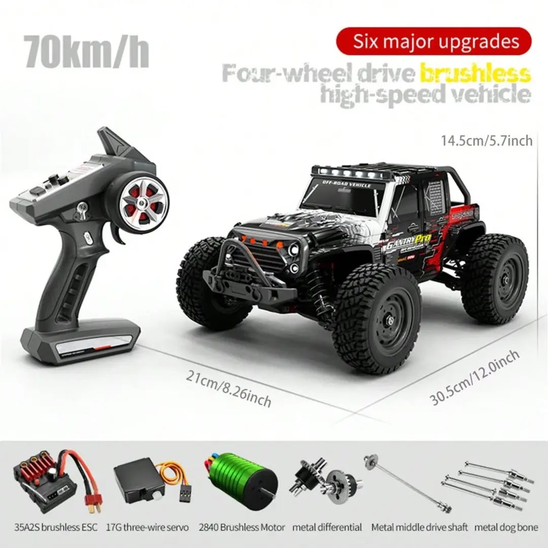 RC Model 1:16 – 16103 Pro MAX RC Car 4WD Off-Road | 70km/h Brushless High-Speed Racing Vehicle with Lights