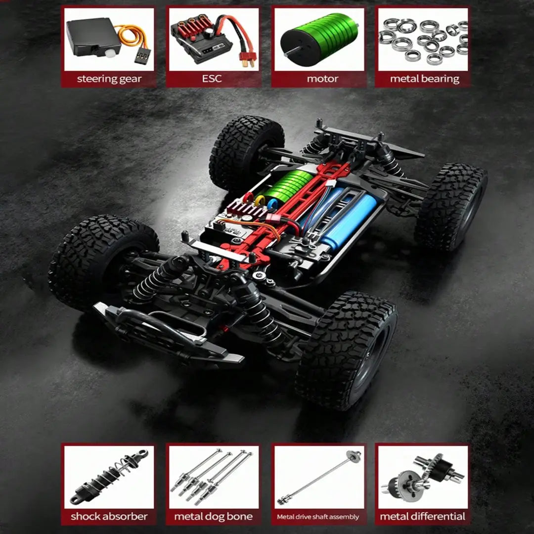 RC Model 1:16 – 16103 Pro MAX RC Car 4WD Off-Road | 70km/h Brushless High-Speed Racing Vehicle with Lights