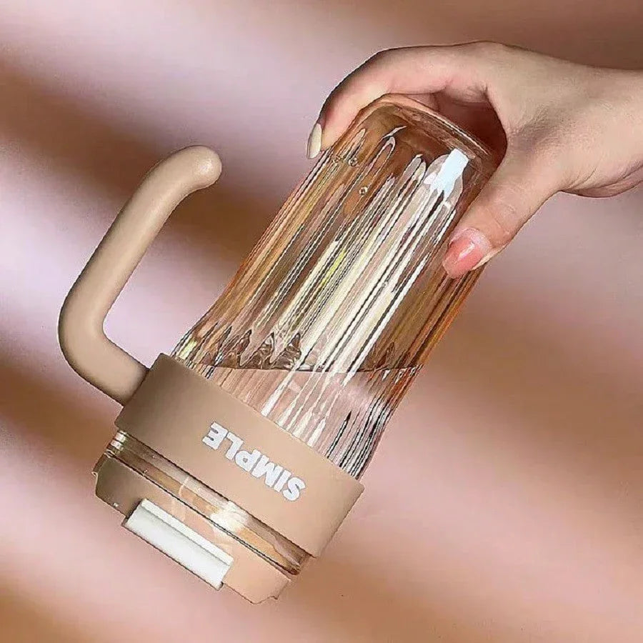 Simple Coffee Tumbler Leak-Resistant Lid & Handle with Straw (920 ml) - Jaiman Toys