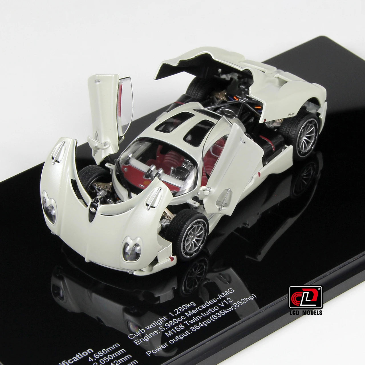 LCD Models 1:43 Pagani Utopia (White) Full Open Diecast Car Model | Premium Hypercar Collectible