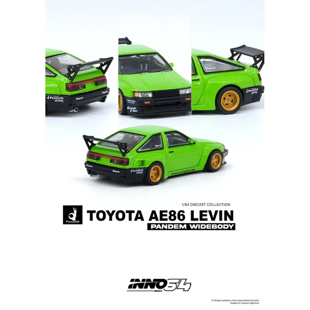 Inno64 1:64 Diecast Model Car Compatible with Toyota AE86 Levin Pandem Rocket Bunny Green Limited Edition IN64-AE86PL-GRN