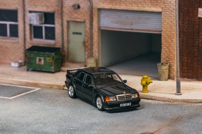 Tarmac Works GLOBAL64 1:64 Mercedes-Benz 190E 2.5-16 EVO 1 Blue-Black Metallic Diecast Model Car (T64G-057-BK)