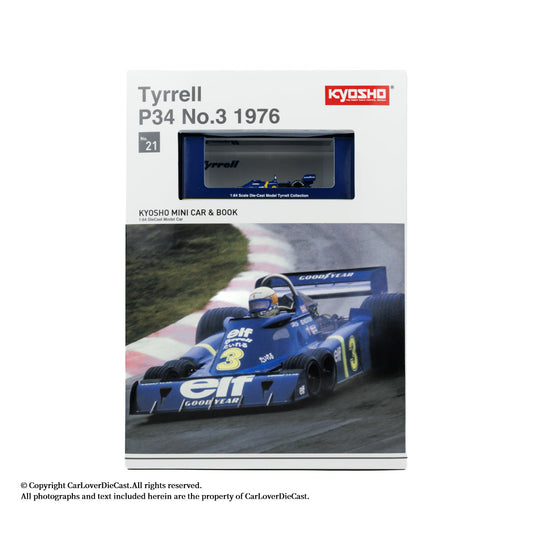Kyosho 1:64 Tyrrell P34 No.3 1976 Die-Cast Formula Racing Car with Mini Book