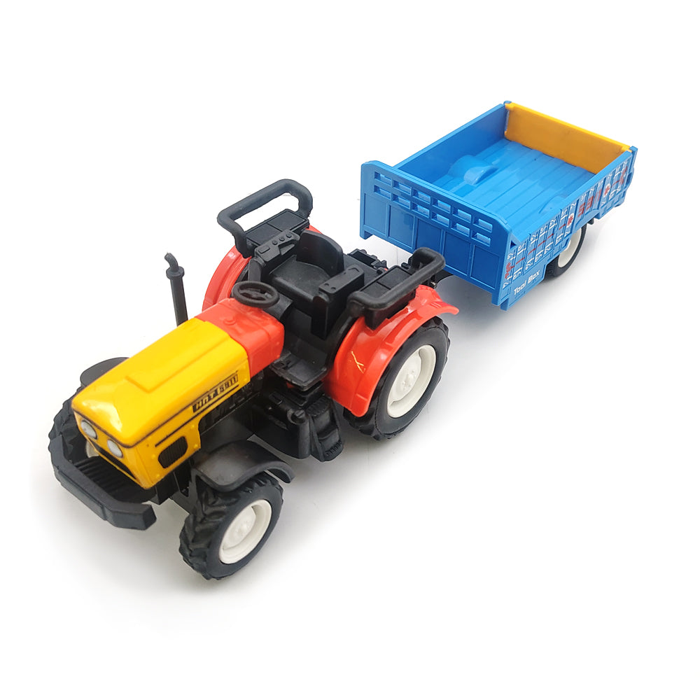 Centy Tractor Trolley Toy (Blue Trailer) | Friction Powered Farm Tractor with Detachable Cargo Trailer for Kids Age 3+