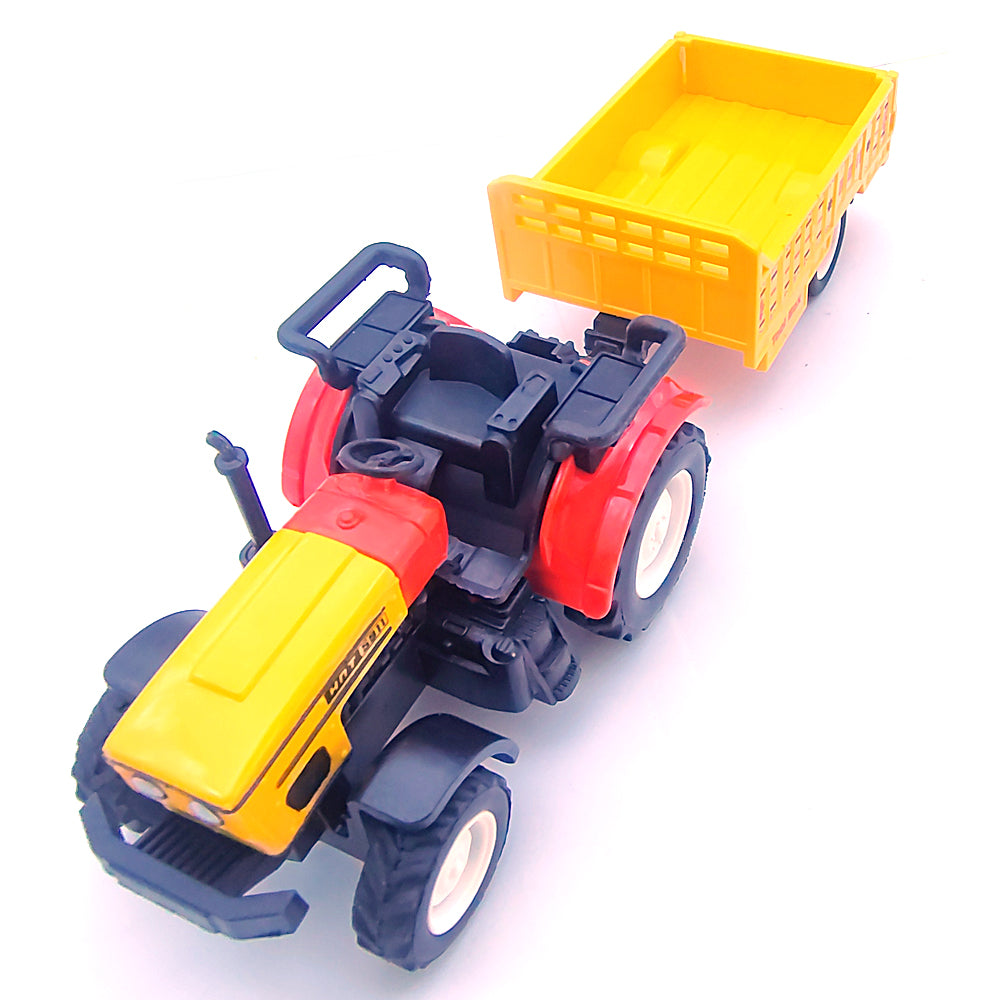 Centy Tractor Trolley Toy | Friction Powered Farm Tractor with Detachable Yellow Cargo Trailer for Kids Age 3+