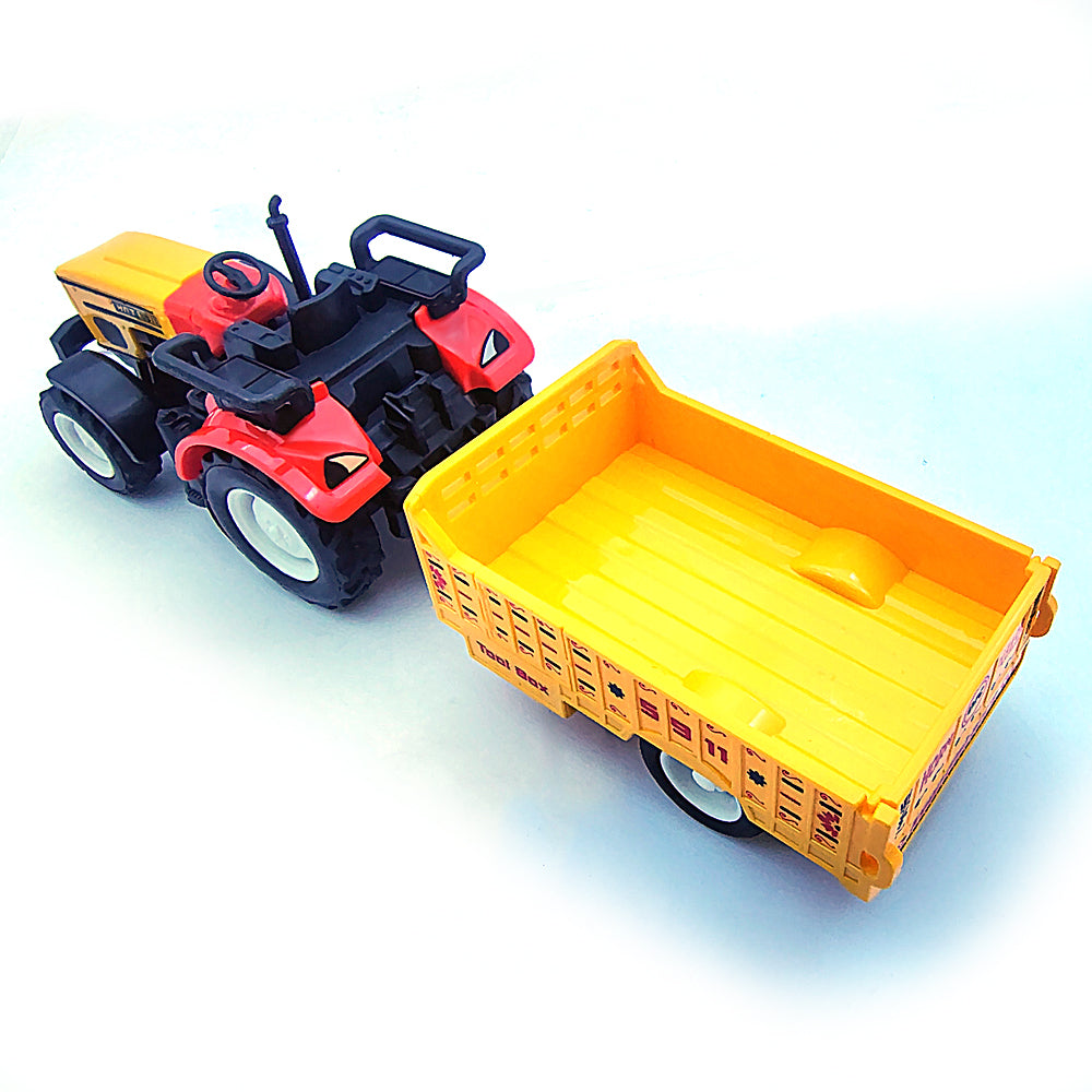 Centy Tractor Trolley Toy | Friction Powered Farm Tractor with Detachable Yellow Cargo Trailer for Kids Age 3+