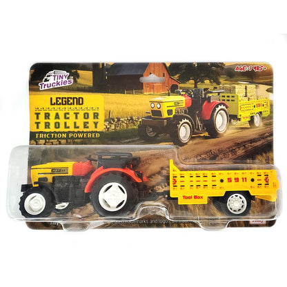 Centy Tractor Trolley Toy | Friction Powered Farm Tractor with Detachable Yellow Cargo Trailer for Kids Age 3+