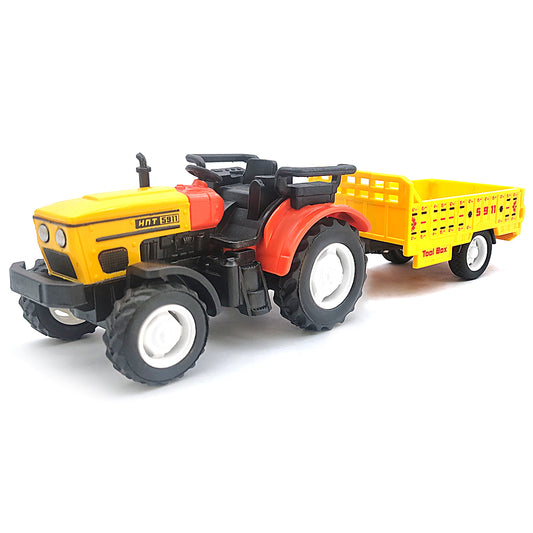 Centy Tractor Trolley Toy | Friction Powered Farm Tractor with Detachable Yellow Cargo Trailer for Kids Age 3+