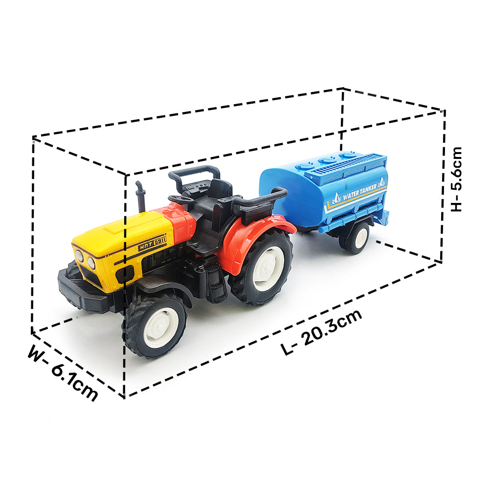 Centy Water Tractor Tanker Toy | Friction Powered Farm Tractor with Detachable Blue Trailer for Kids Age 3+