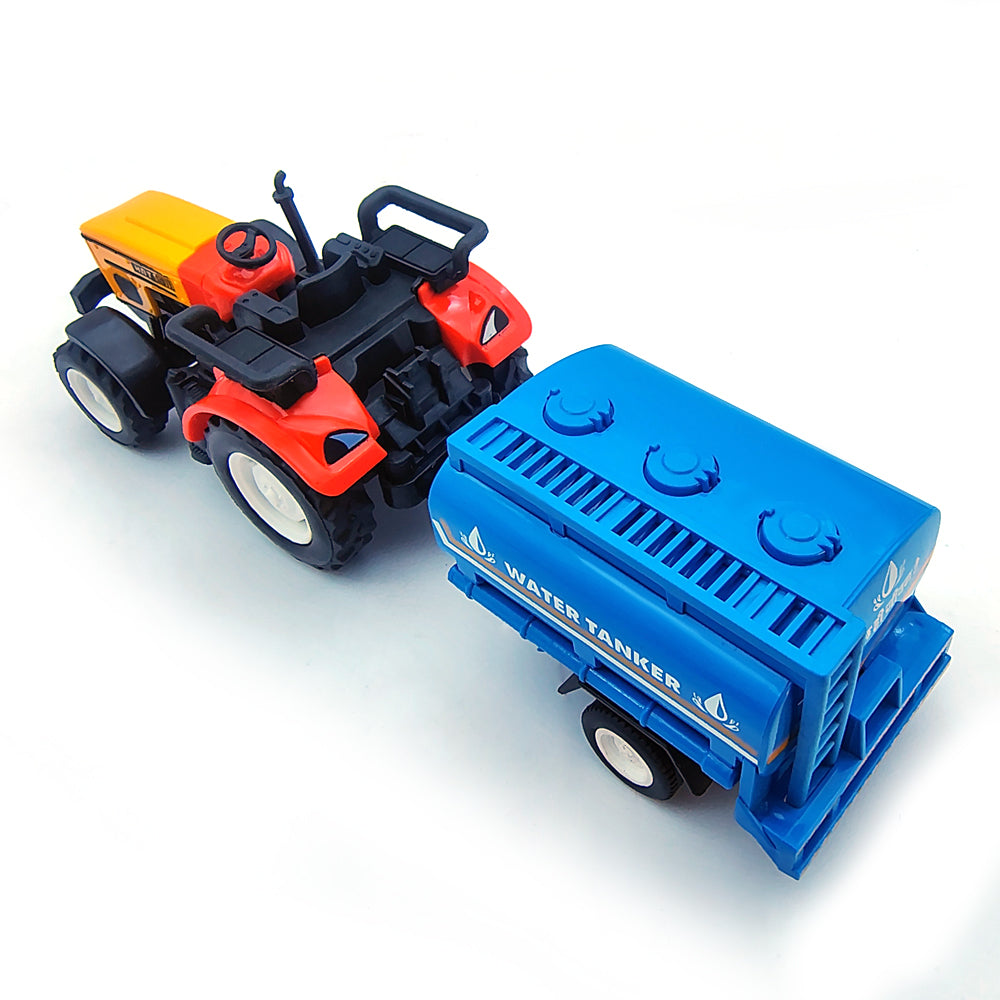 Centy Water Tractor Tanker Toy | Friction Powered Farm Tractor with Detachable Blue Trailer for Kids Age 3+