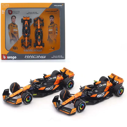 2024 McLaren MCL38 set of 2 cars 1:43 Bburago Formula 1 diecast scale model car - Jaiman Toys